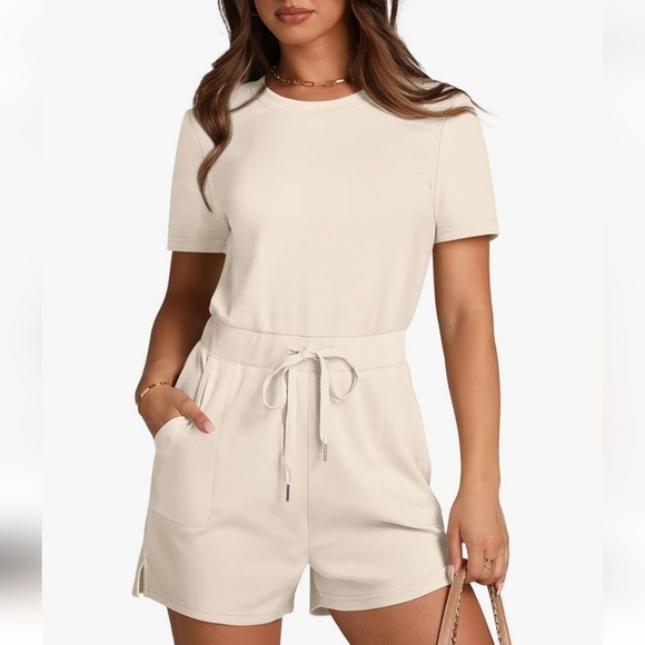 Xieerduo Pants - Xieerduo women's summer loose casual Rompers, sz L, short jumpsuit.